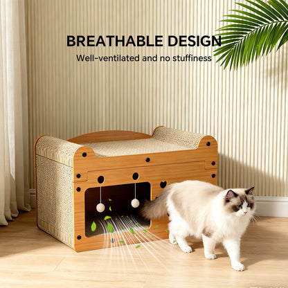 Bubble Fish Cardboard Cat Scratcher House & Lounge Bed