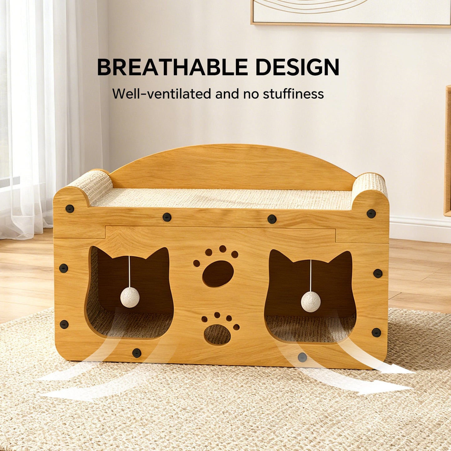 Minimalist Wood Cat Head Cardboard Scratcher House & Lounge