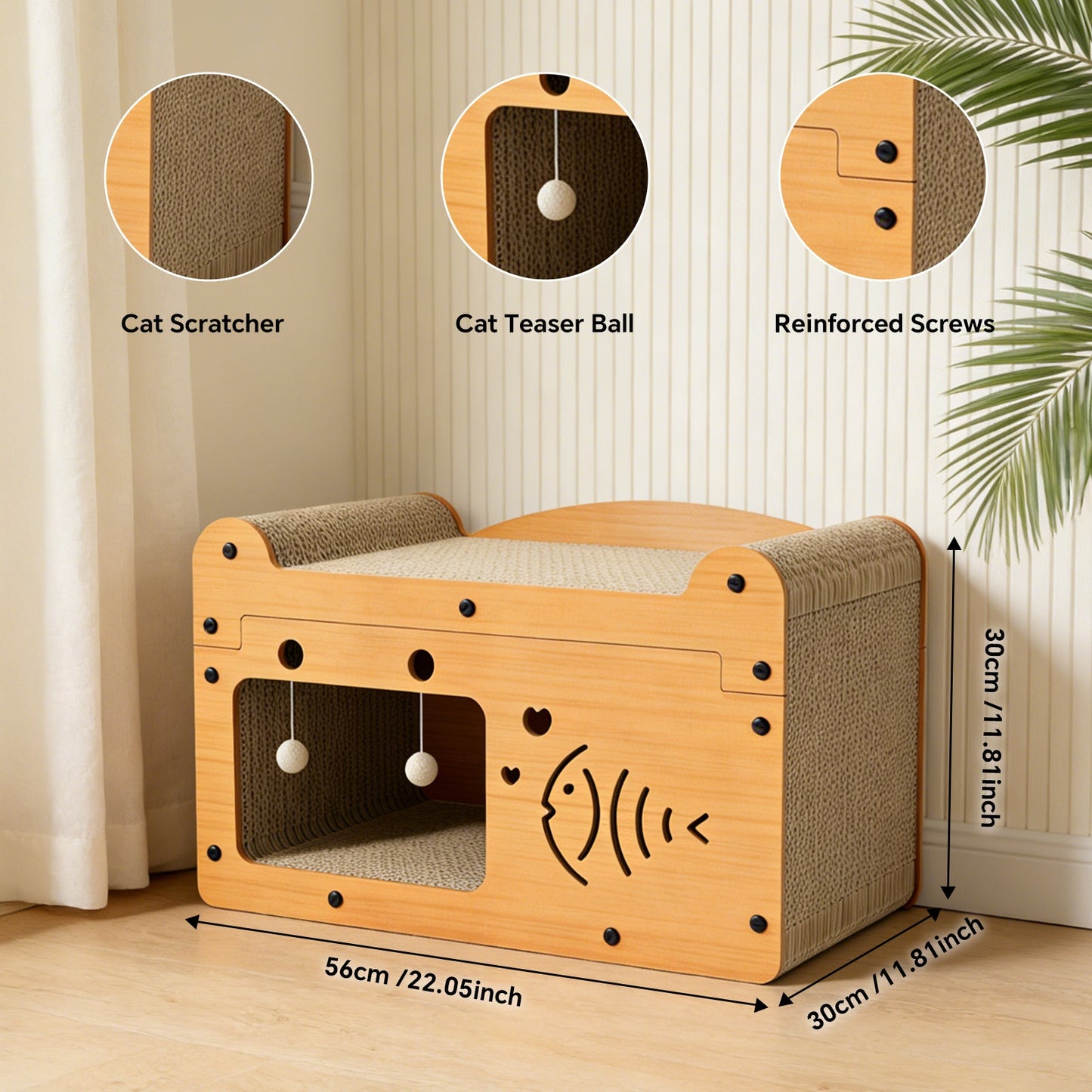 Bubble Fish Cardboard Cat Scratcher House & Lounge Bed