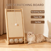 Premium Wooden L-Shaped Sisal Cat Scratcher Lounge