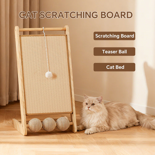 Premium Wooden L-Shaped Sisal Cat Scratcher Lounge