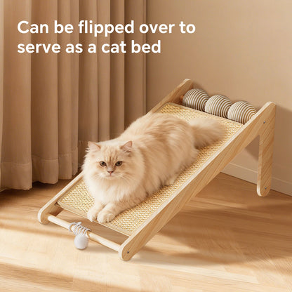 Premium Wooden L-Shaped Sisal Cat Scratcher Lounge