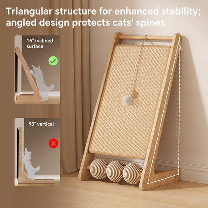 Premium Wooden L-Shaped Sisal Cat Scratcher Lounge