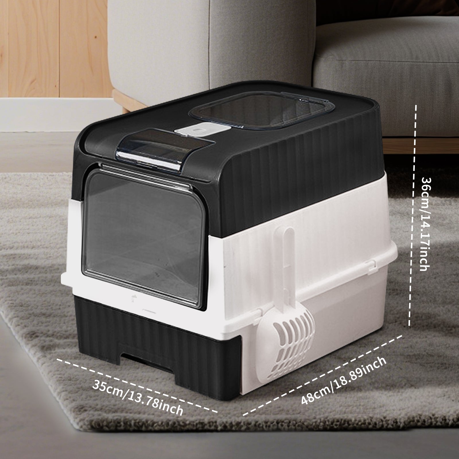 Extra Large Fully Enclosed Cat Litter Box with Drawer, Lockable Cube Design – Odor-Proof, Leak-Proof & Easy to Clean