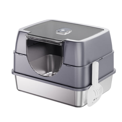 Fully Enclosed Cat Litter Box with Stainless Steel