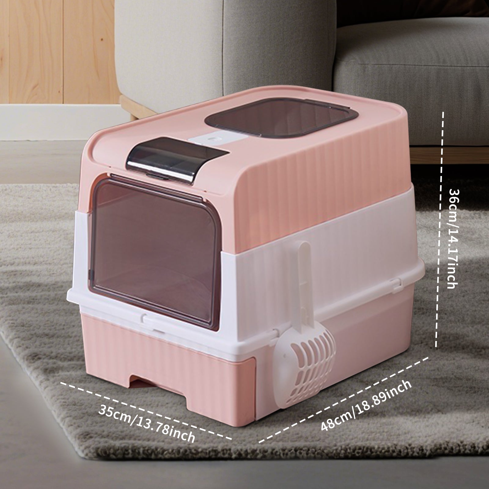 Extra Large Fully Enclosed Cat Litter Box with Drawer, Lockable Cube Design – Odor-Proof, Leak-Proof & Easy to Clean