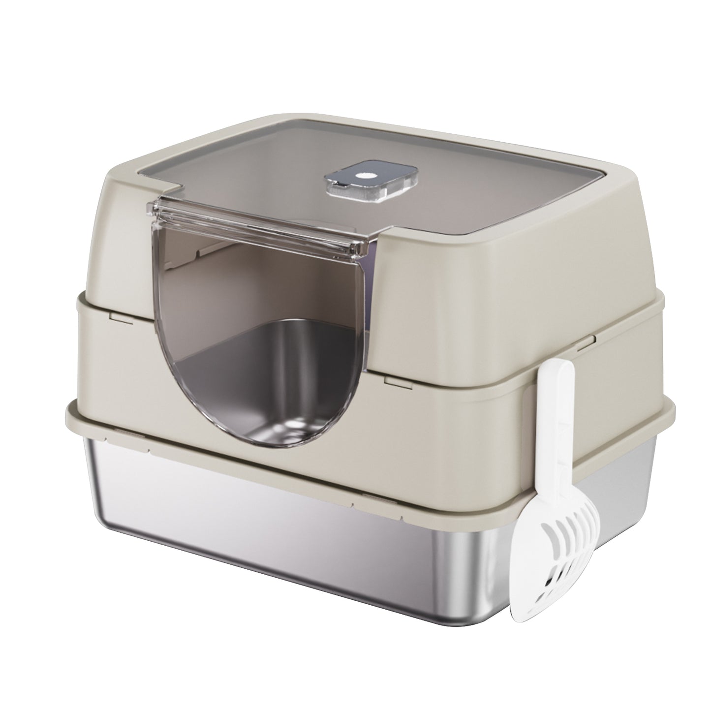 Fully Enclosed Cat Litter Box with Stainless Steel