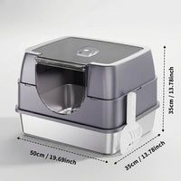 Fully Enclosed Cat Litter Box with Stainless Steel TrayOdor-Locking Detachable Top