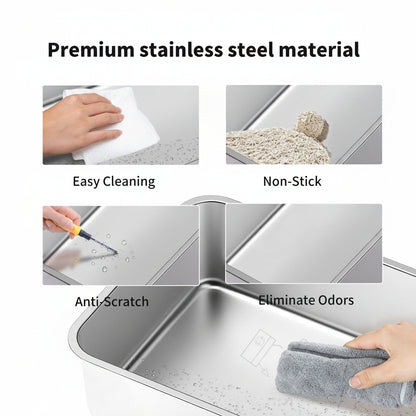 Stainless Steel Cat Litter Box with Anti-Tracking Pedal & Charcoal Odor Absorber